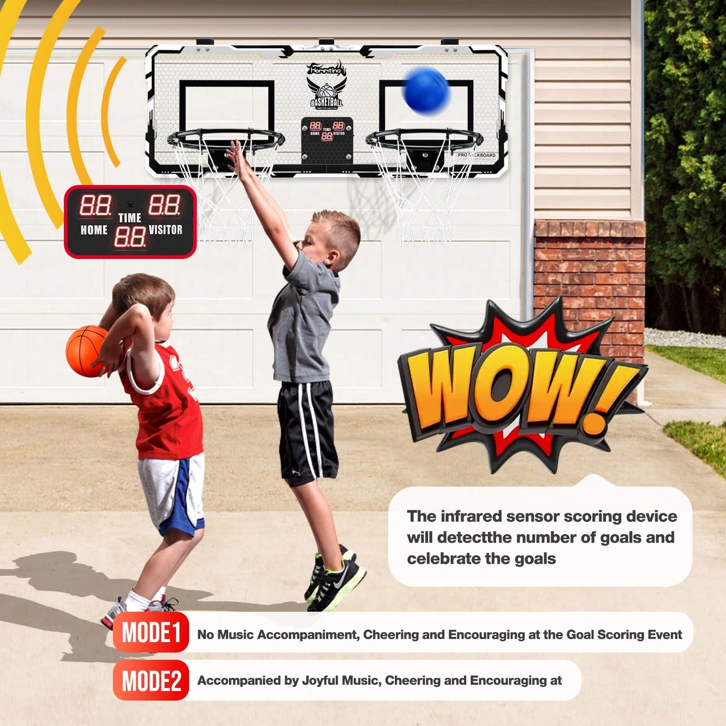 Ayieyill 2 Player Indoor Basketball Hoop for Kids, Mini Basketball Hoop for Door | 4 Balls | Basketball Toys | Boy Toys | Bedroom Office