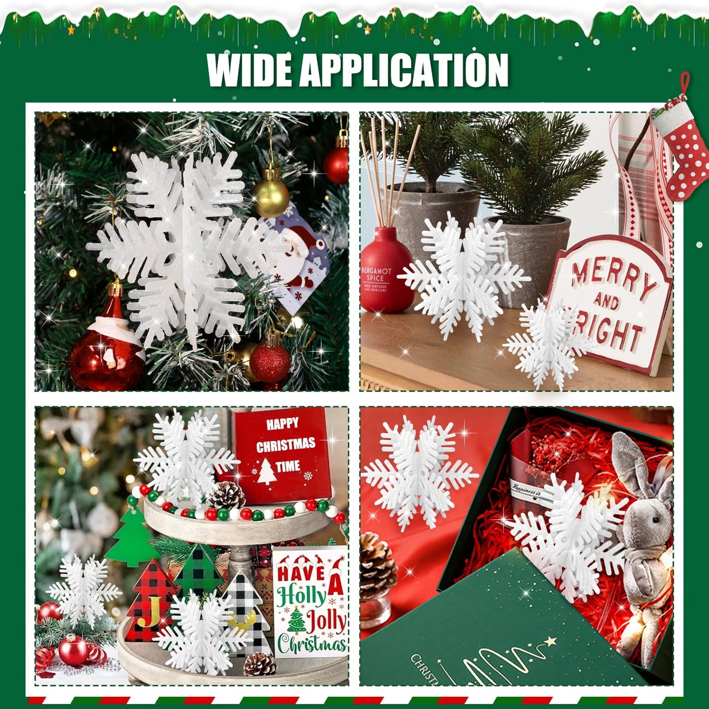 Ayieyill 8 Pcs Snowflake Decorations, Snowflake Christmas Decoration Indoor, Winter 3D Snowflake Christmas Tabletop Decor