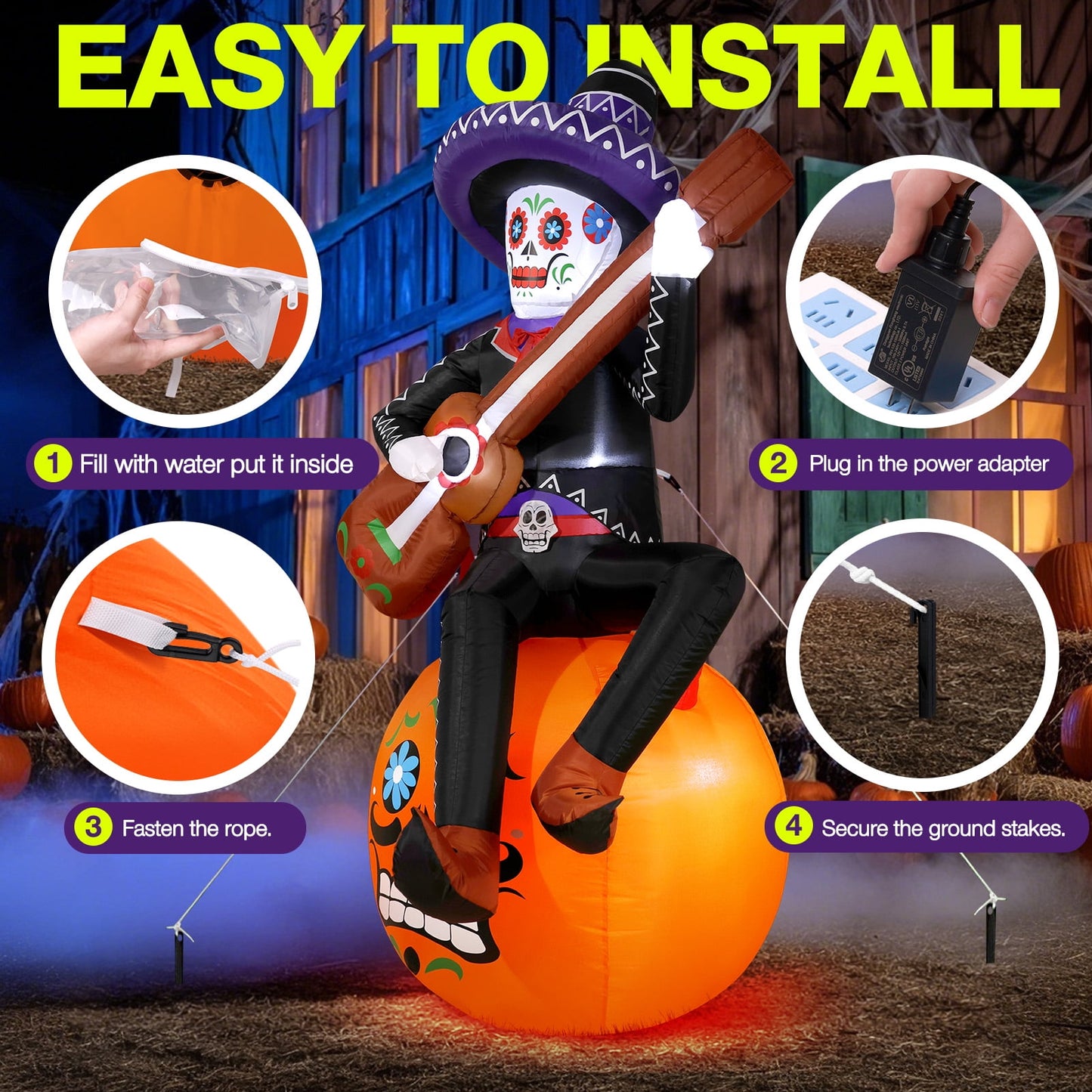 Ayieyill 6FT Festive Pumpkin Inflatable Decor, Blow Up Ornament for Indoor Outdoor Garden Lawn Yard Holiday Decoration