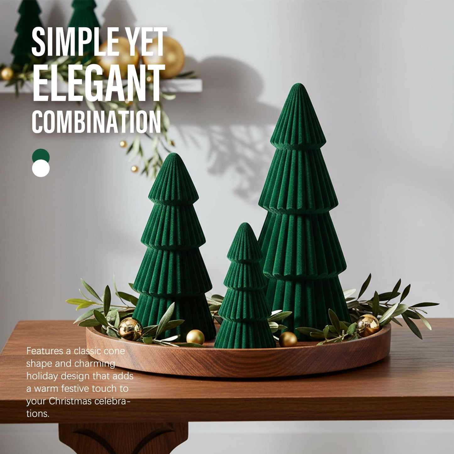 Ayieyill 3pcs Tabletop Christmas Tree Velvet Woven Resin Christmas Trees for Christmas Decor Indoor, Christmas Table Decor