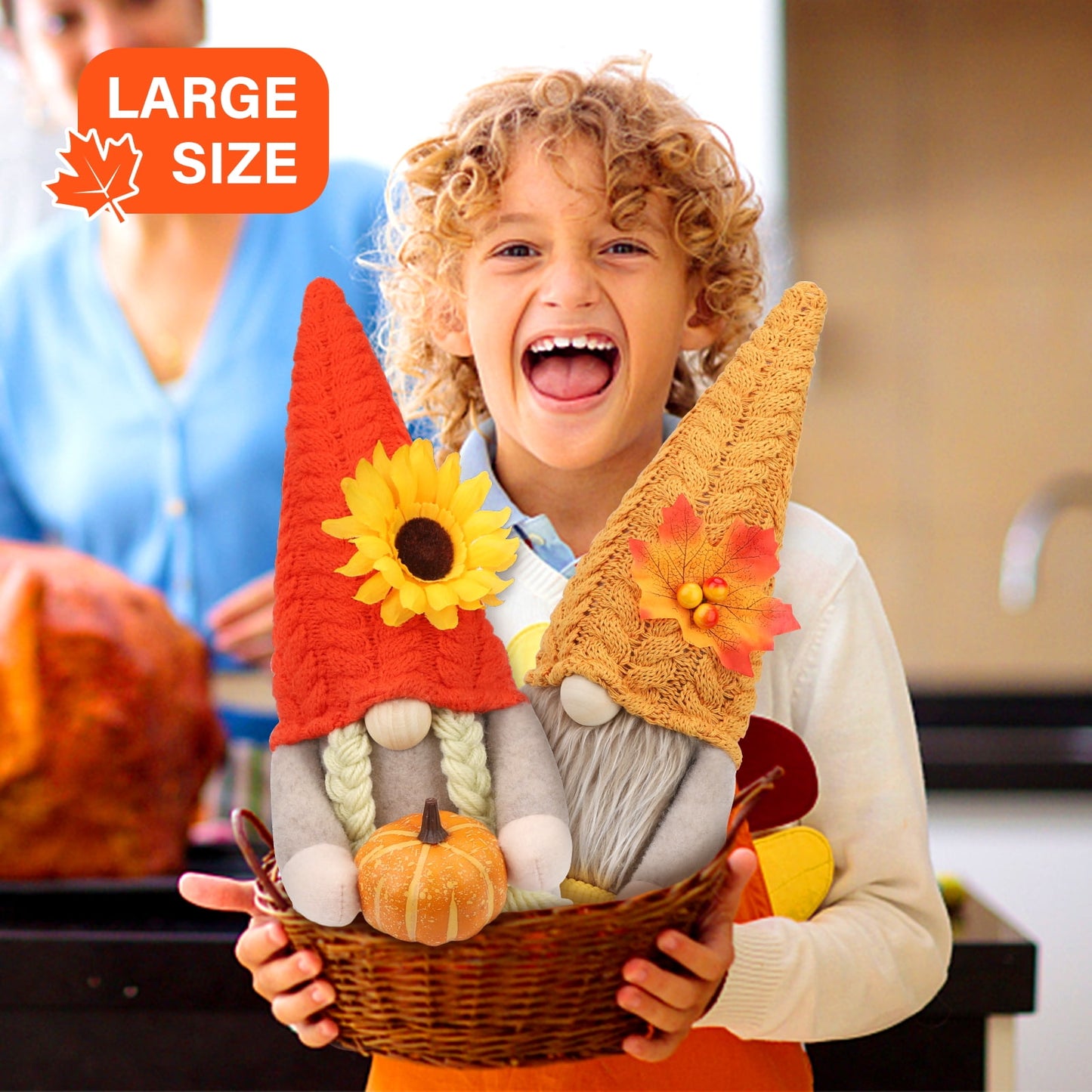 Ayieyill 2Pack Thanksgiving Gnomes Fall Decorations Gnomes Hold Pumpkin Corn