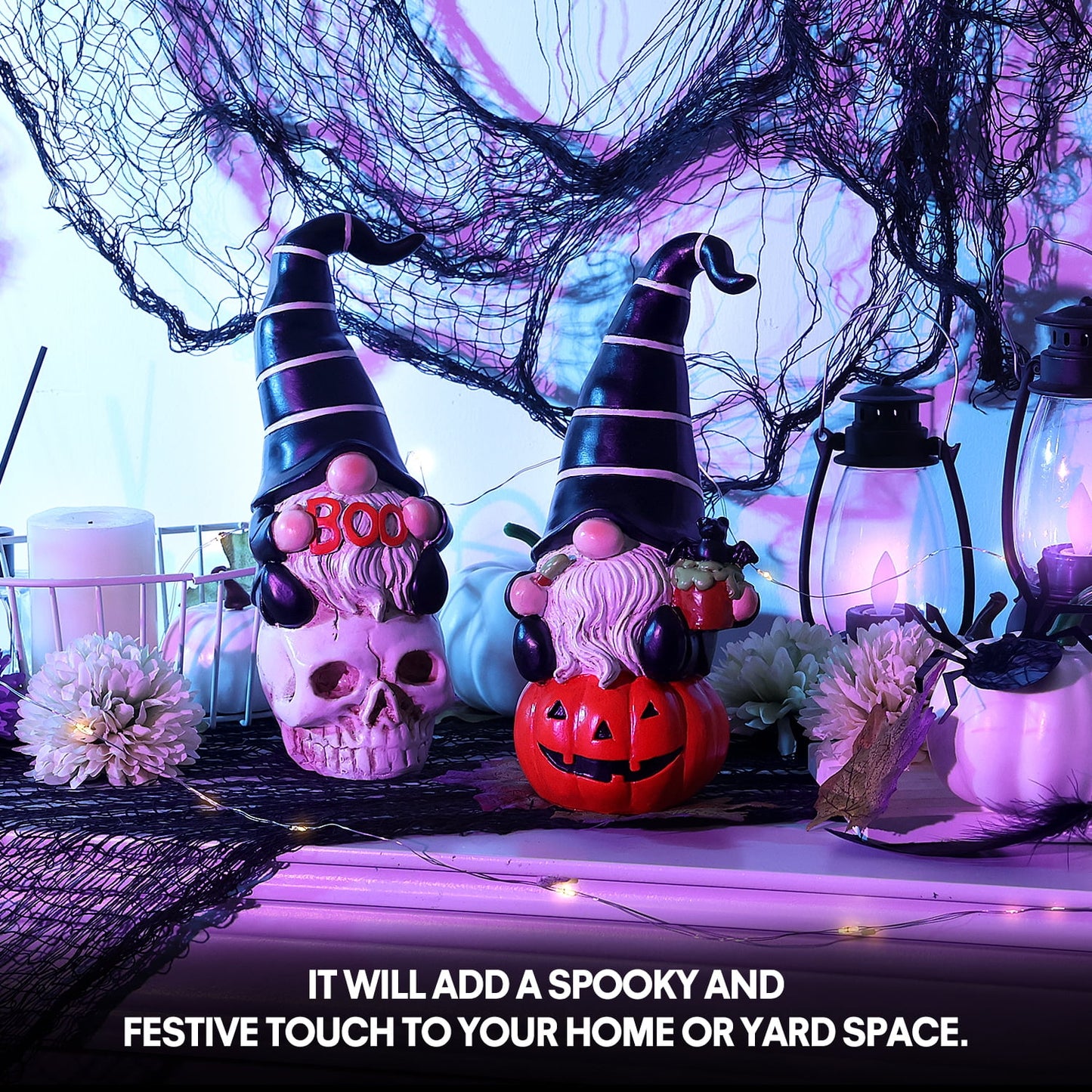 Ayieyill 2pcs Halloween Gnomes, Halloween Figurines, Halloween Decorations Indoor Halloween Gifts