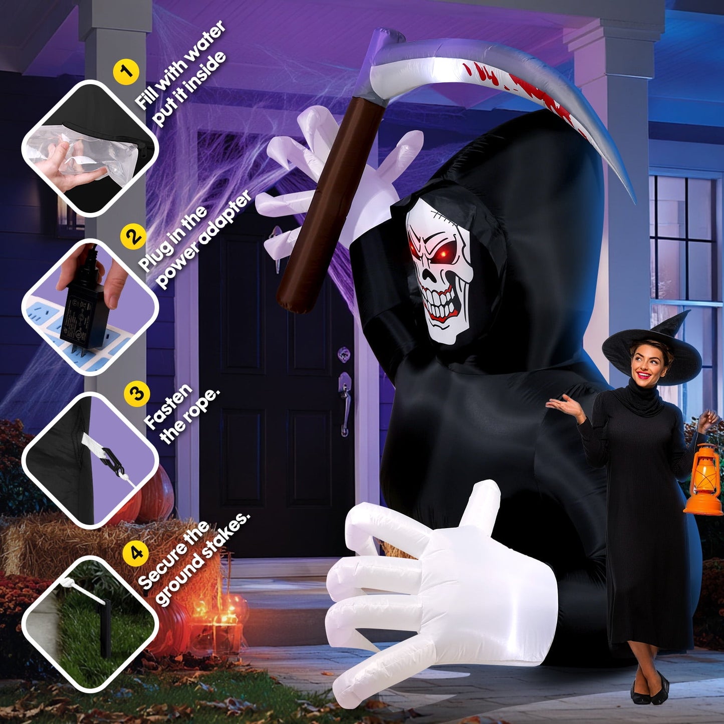 Ayieyill 5.9FT Halloween Inflatables Grim Reaper with LED Lights Halloween Blow Up Yard Decorations