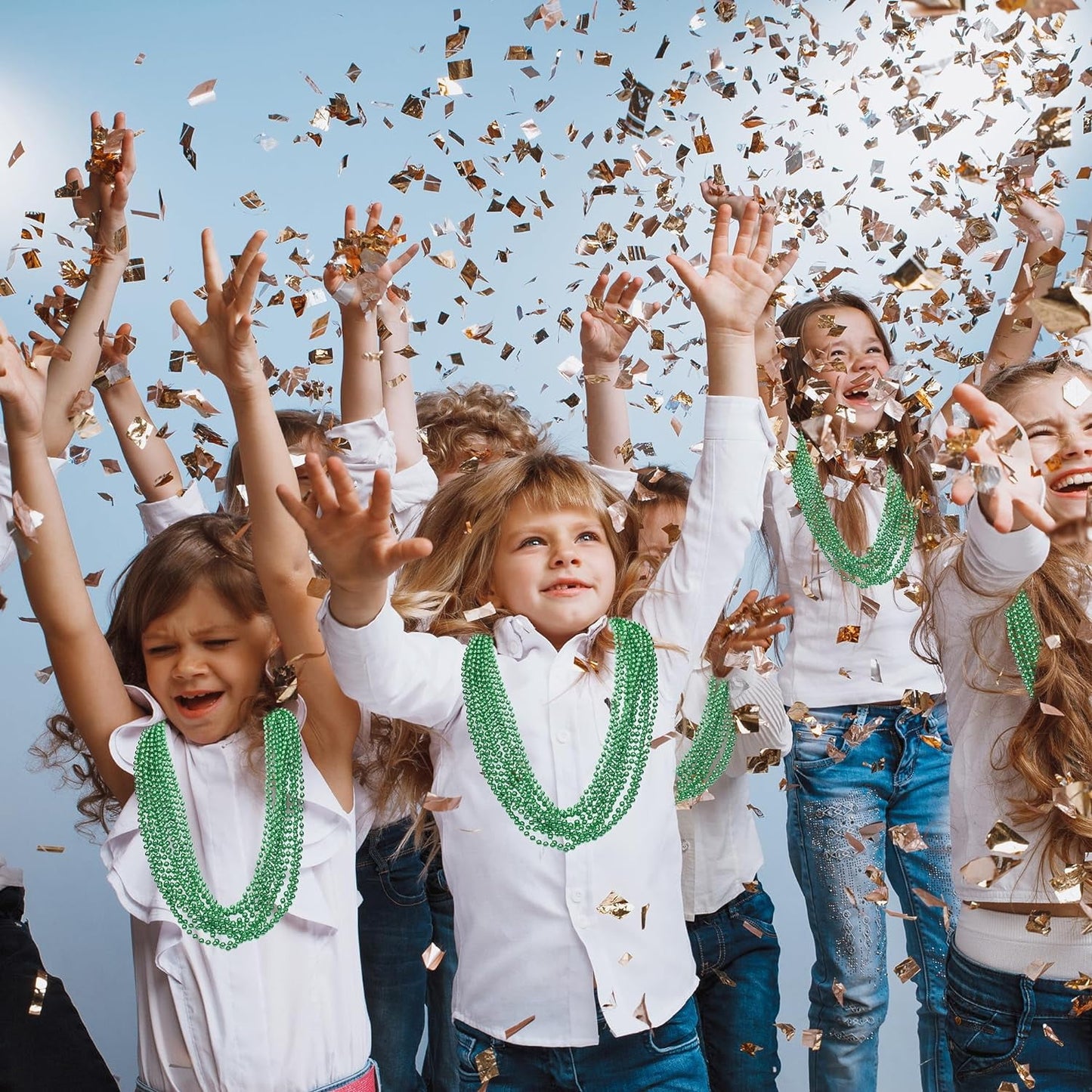 Ayieyill 29Pcs St. Patrick's Day Party Favors Set, Green Shamrock Necklaces Sunglasses, Shamrock Clover Head Boppers Eyeglasses Accessories Bracelets Temporary