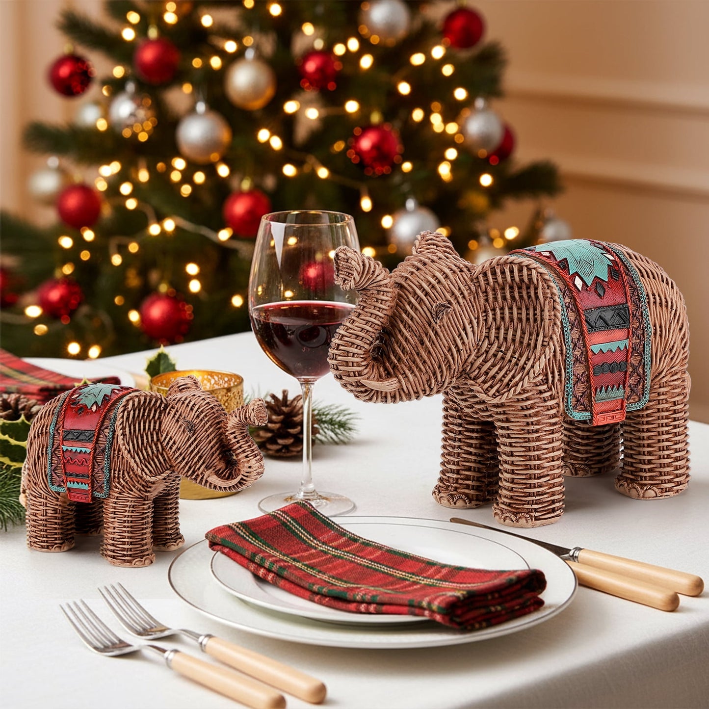 Ayieyill 2pcs Reindeer Christmas Decoration Resin Reindeer Decor for Christmas Table Decor Christmas Figurines