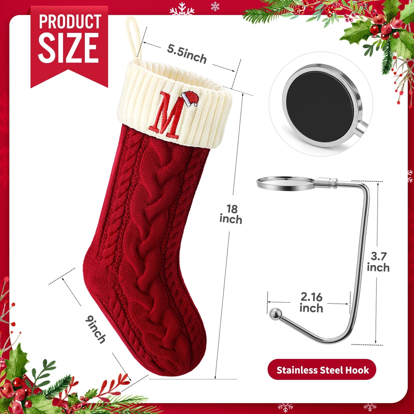Ayieyill Christmas Stockings with Letters, Super Soft Monogram Christmas Stockings Xmas Gift | 20 Inches