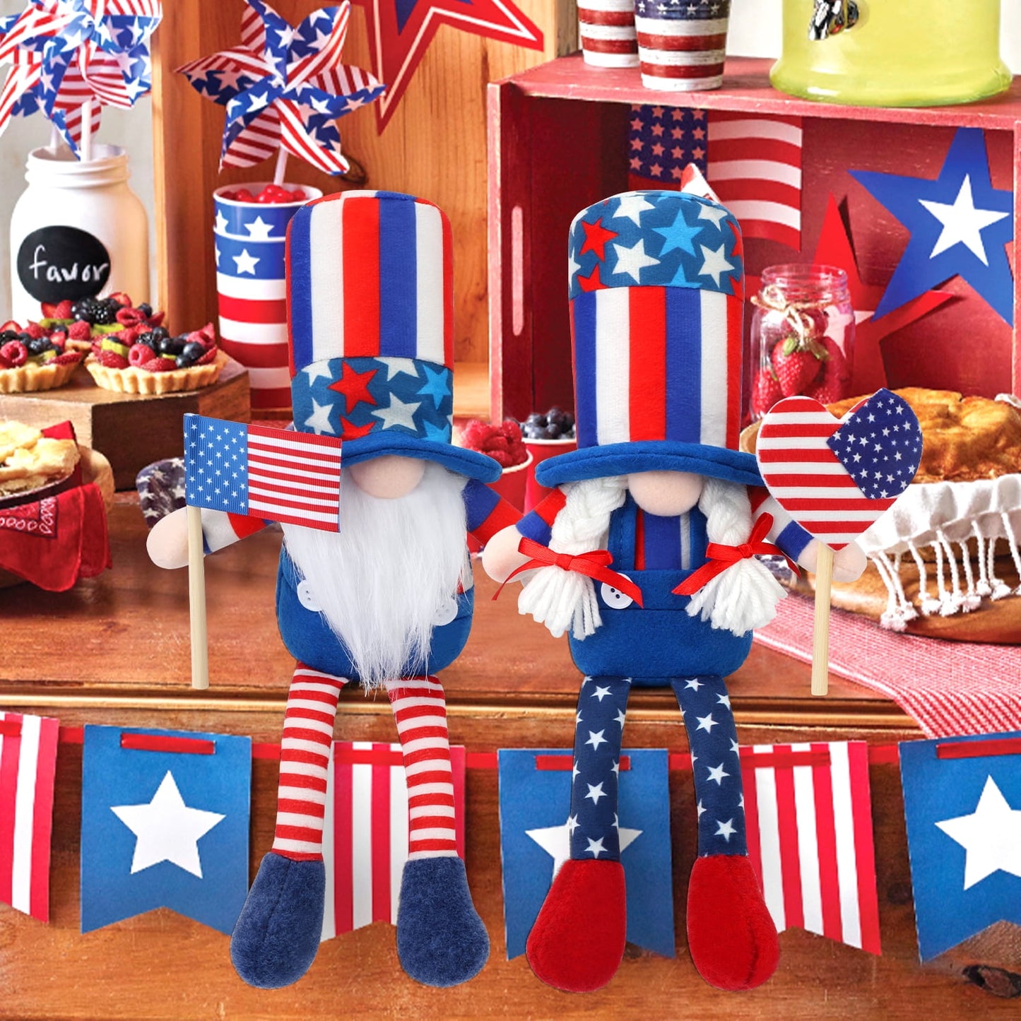 Ayieyill 2Pcs 4th of July Gnomes Patriotic Gnomes Decorations