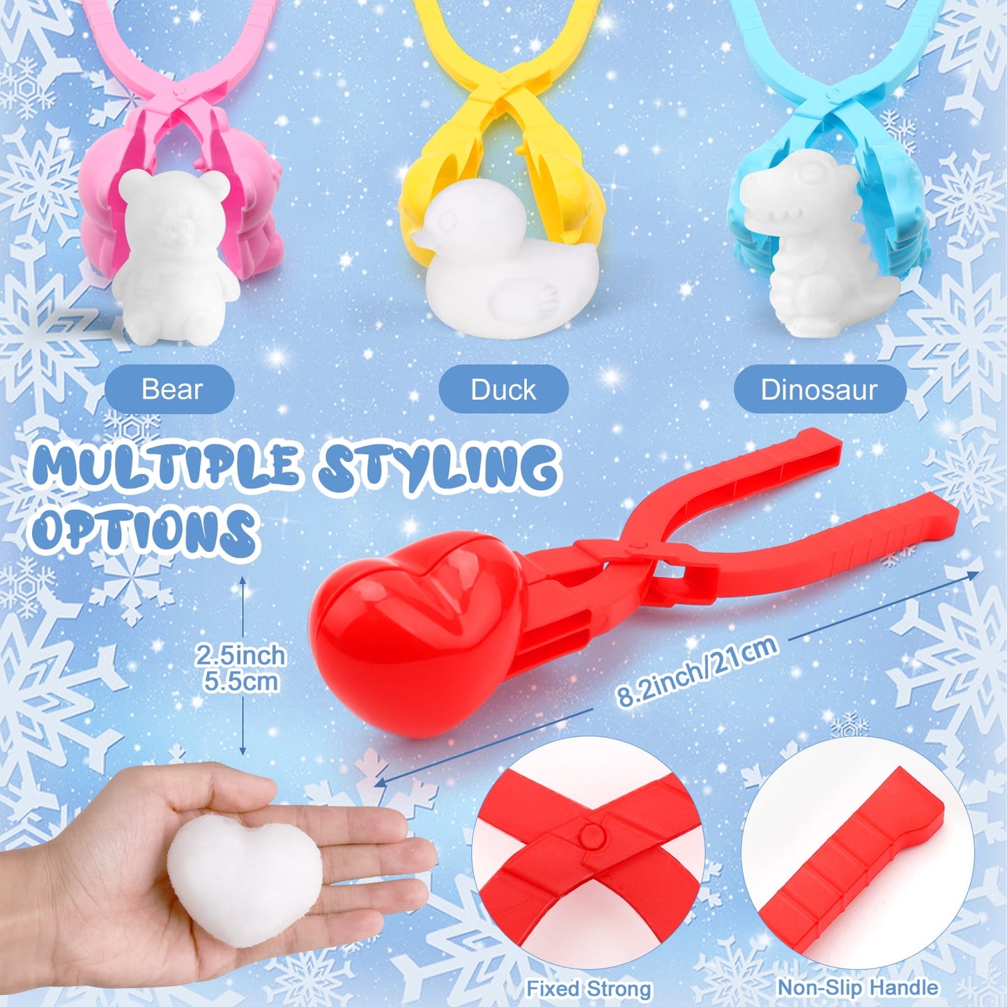Ayieyill 11Pcs Snowball Maker Tool Winter Snow Toys Kit, Sand Molds Beach Toys Plastic Snow Mold