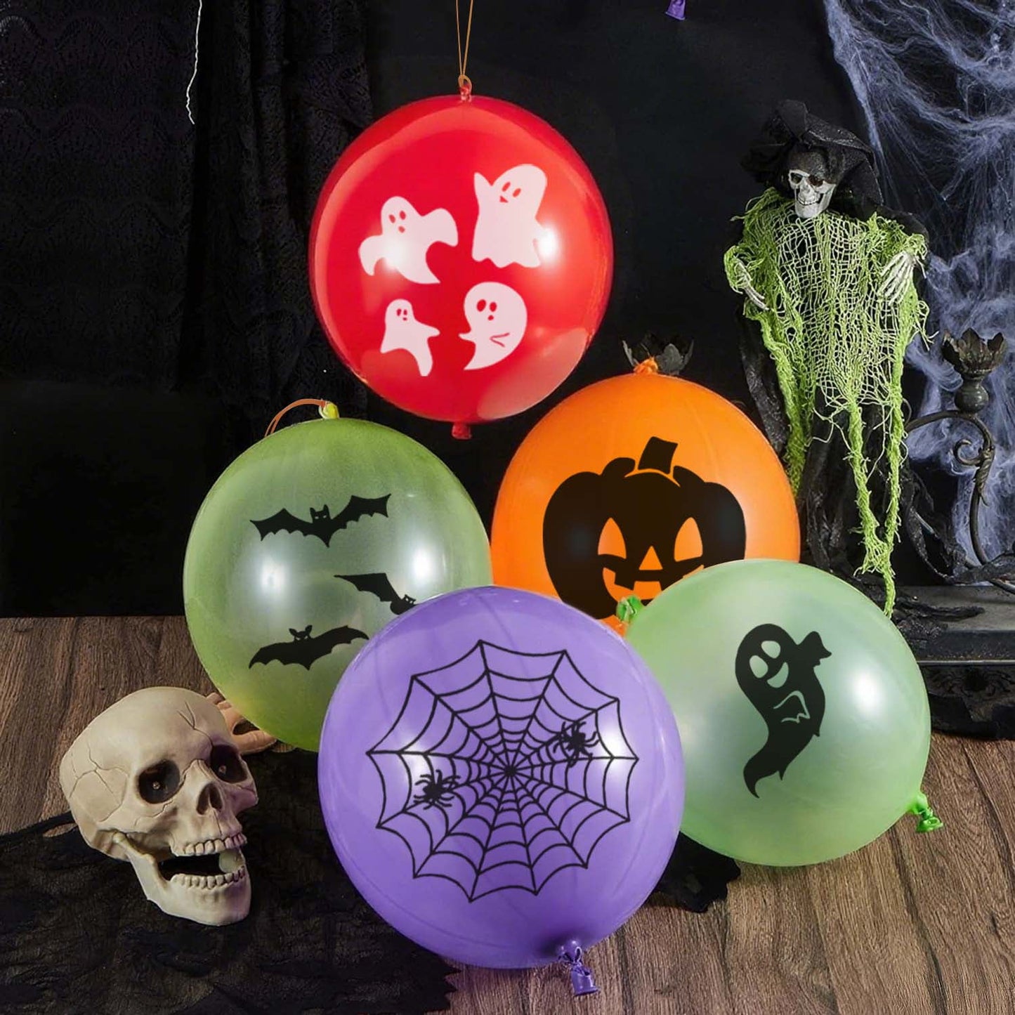 Ayieyill 36Pcs Trick or Treat Halloween Balloons for Games, 13in Punch Balloons for Halloween Party Supplies Decorations