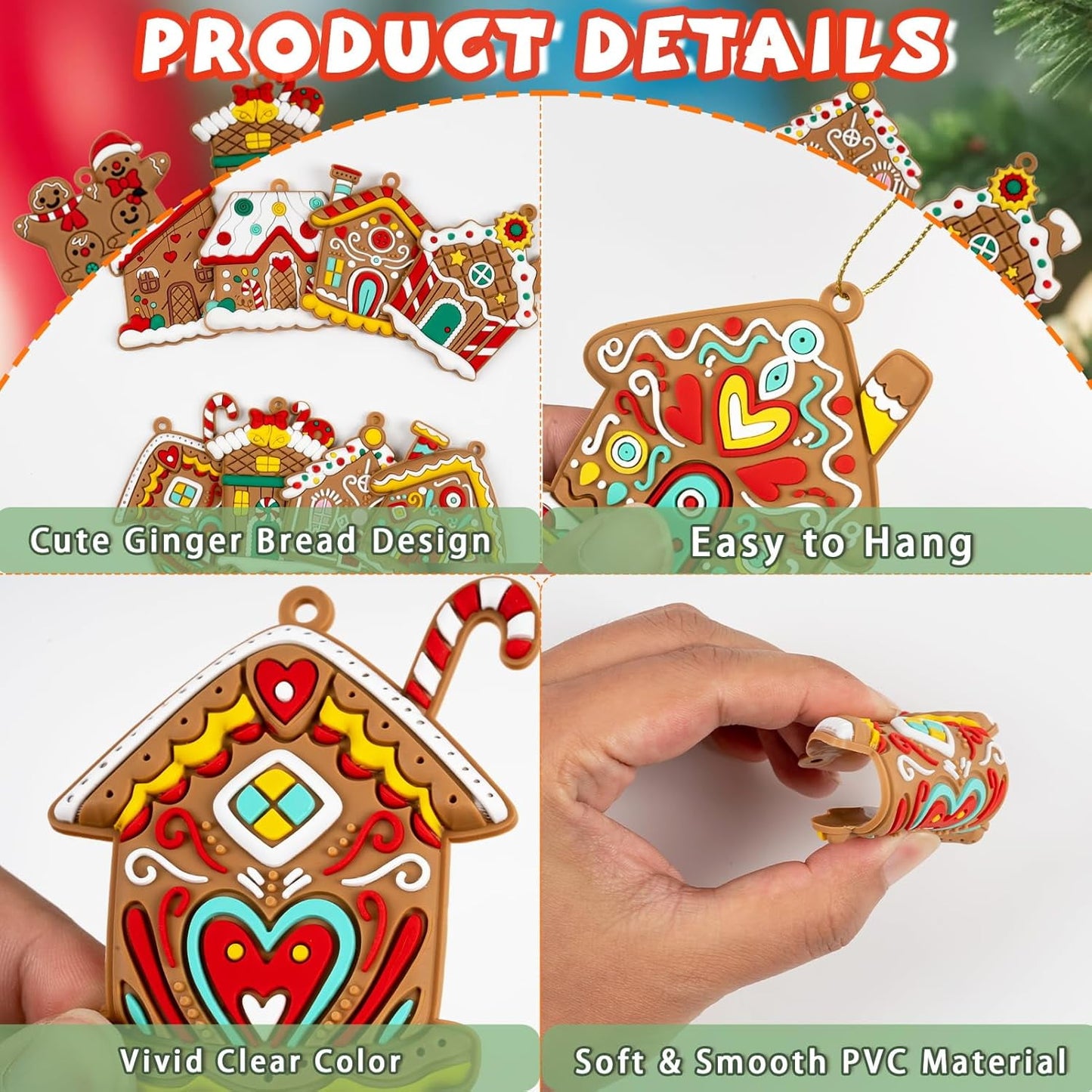 Ayieyill 14pcs Gingerbread Christmas Ornaments Gingerbread Christmas Tree Decorations Holiday Decor