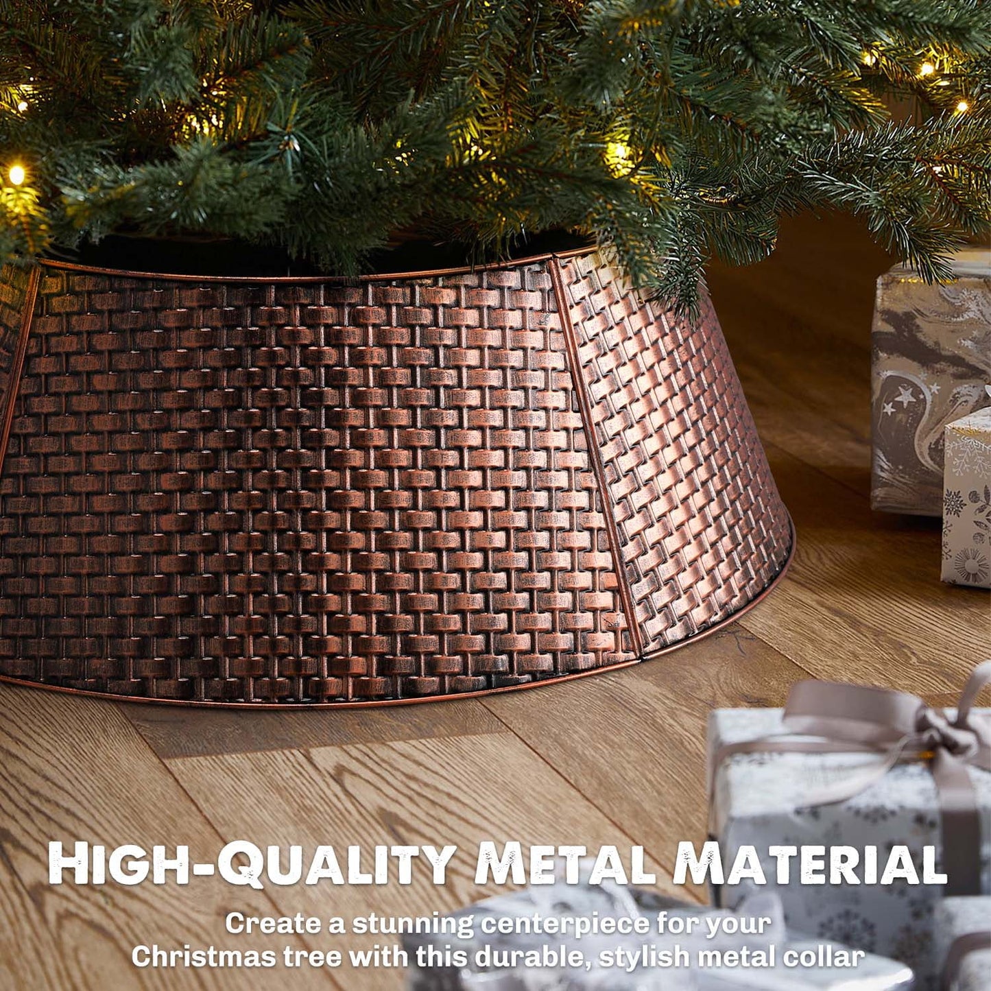 Ayieyill 28 inch Christmas Tree Collar, Christmas Tree Stand Cover for Christmas Tree Decorations | Metal