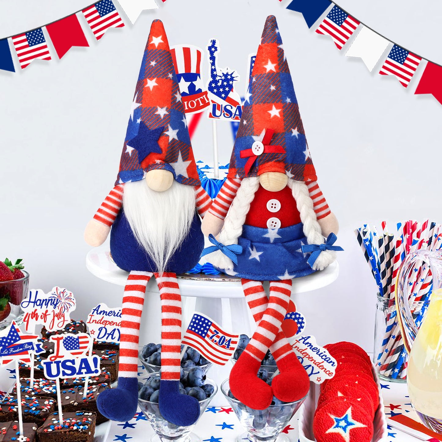 Ayieyill 2Pcs 4th of July Gnomes Patriotic Gnomes Decorations