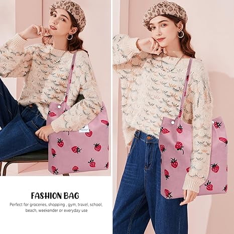 Ayieyill Corduroy Tote Bag Large for Women Girl Lady Canvas Shoulder Cord Purse and Handbags with Inner Pocket