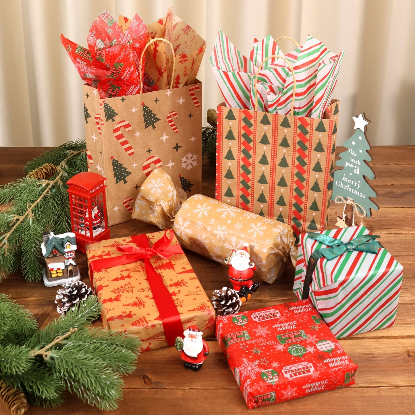 Ayieyill 70pcs Christmas Tissue Paper Sheets Christmas Wrapping Paper Xmas Tissue Paper for Gift Bags Gift Wrap