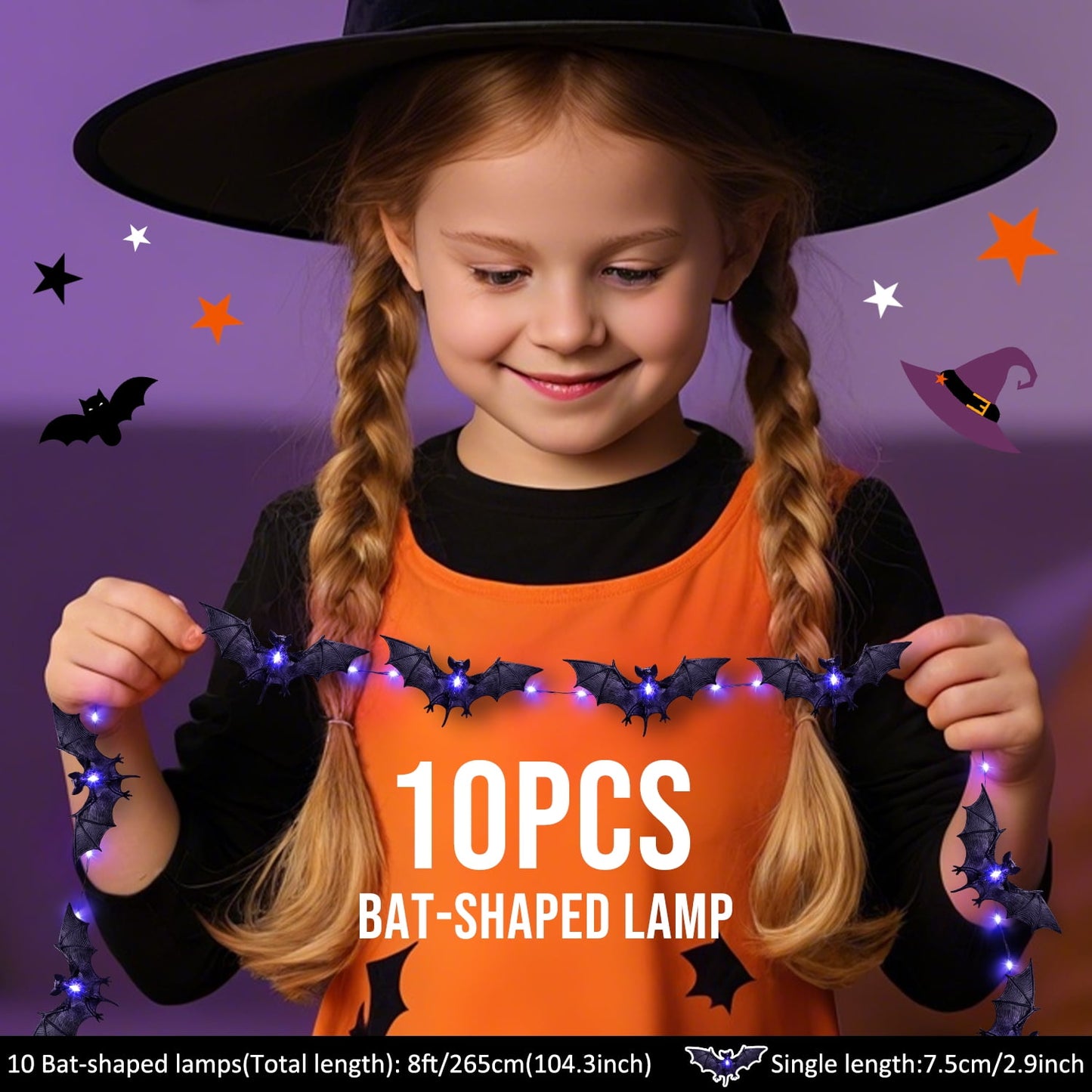 Ayieyill Halloween Bat String Lights Halloween Lights Halloween Decorations Indoor Outdoor