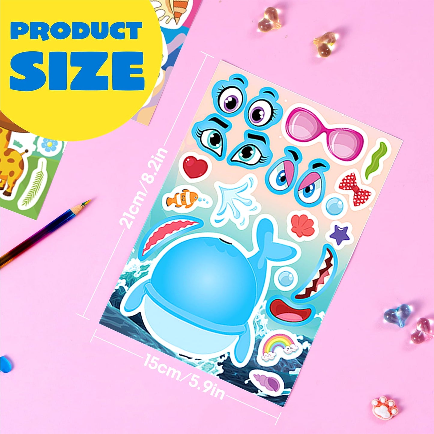 Ayieyill 48PCS Make a Face Animal Stickers Pack for Kids, DIY Sticker Sheets, Party Favors and Goodie Bag Stuffers