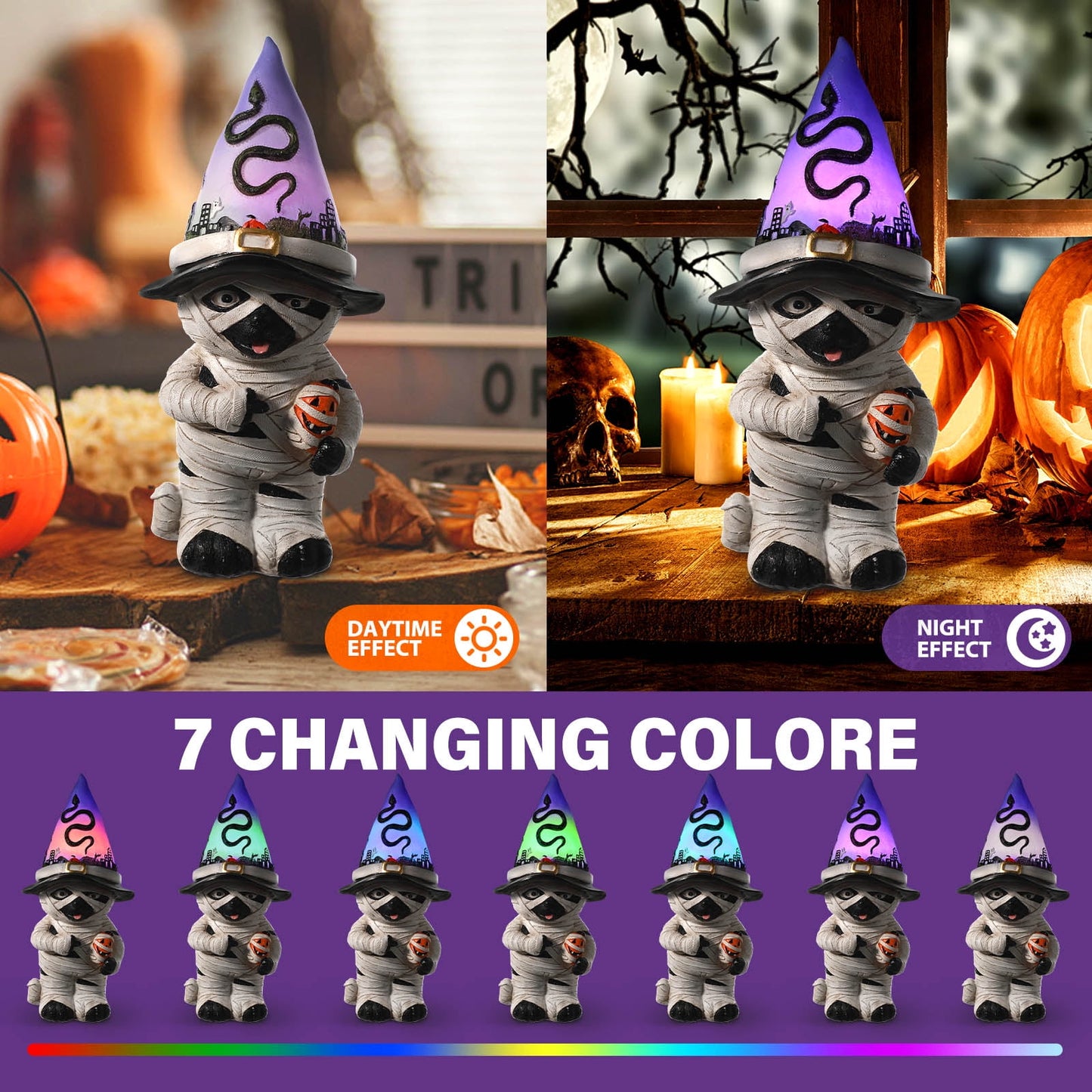 Ayieyill Halloween Table Decor Mummy Dog Figurine Light Up  Halloween Gifts Halloween Decorations Indoor