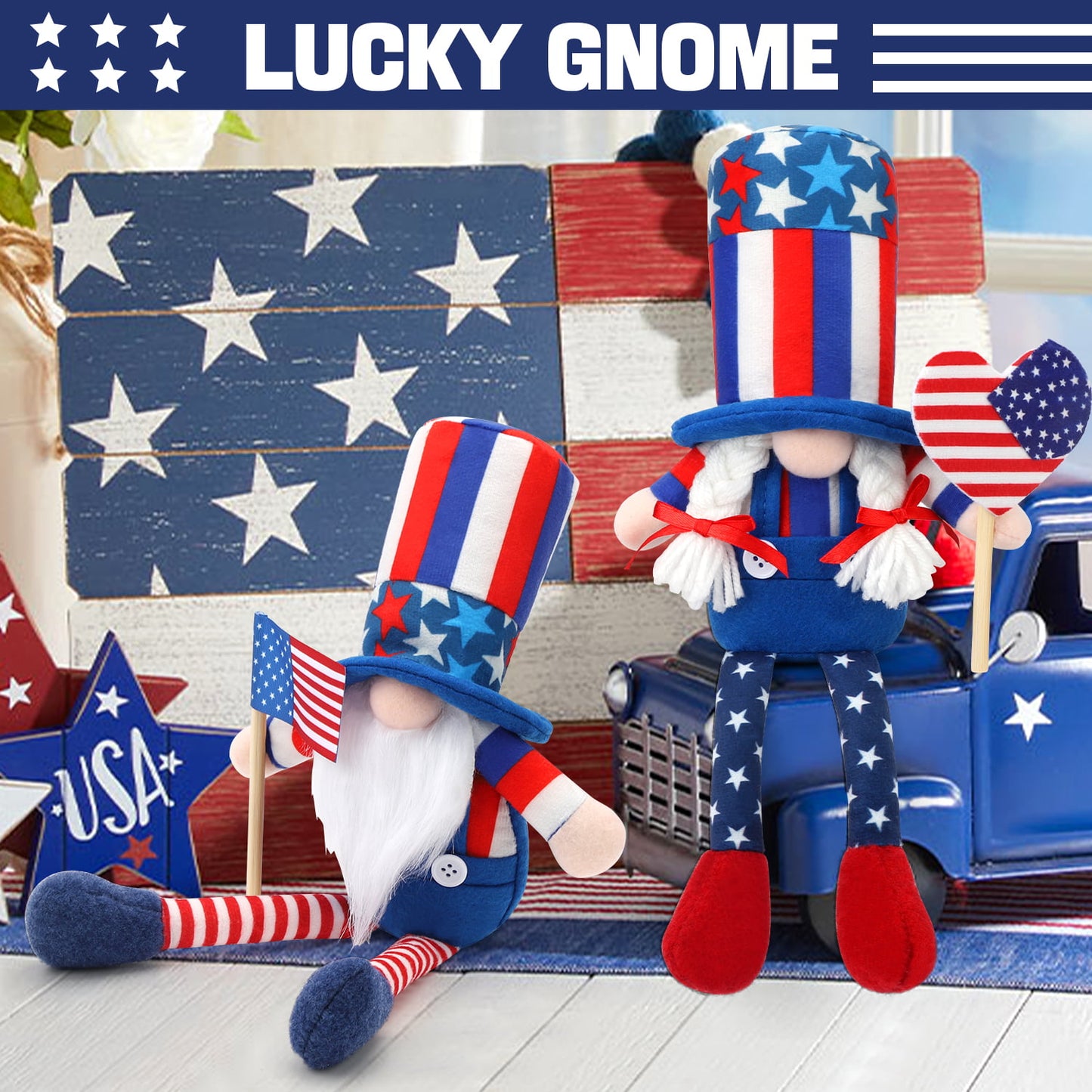 Ayieyill 2Pcs 4th of July Gnomes Patriotic Gnomes Decorations
