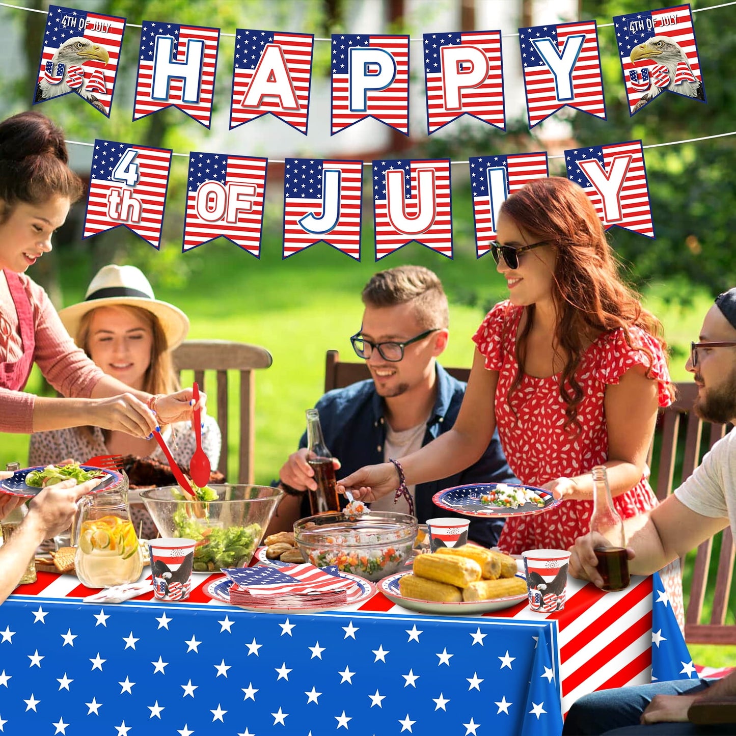 Ayieyill 170Pcs 4th of July Decorations Party Supplies, Fourth of July Decorations, Independence Day Party Serves 24