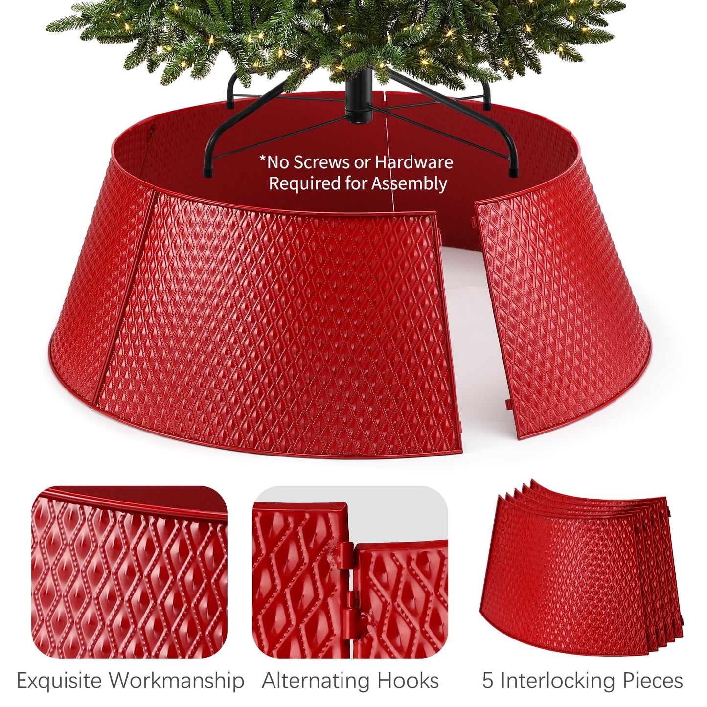 Ayieyill 26 Inch Christmas Tree Collar, Metal Tree Collar, Water Base Protection from Pets, Collar for Christmas Tree, Silver
