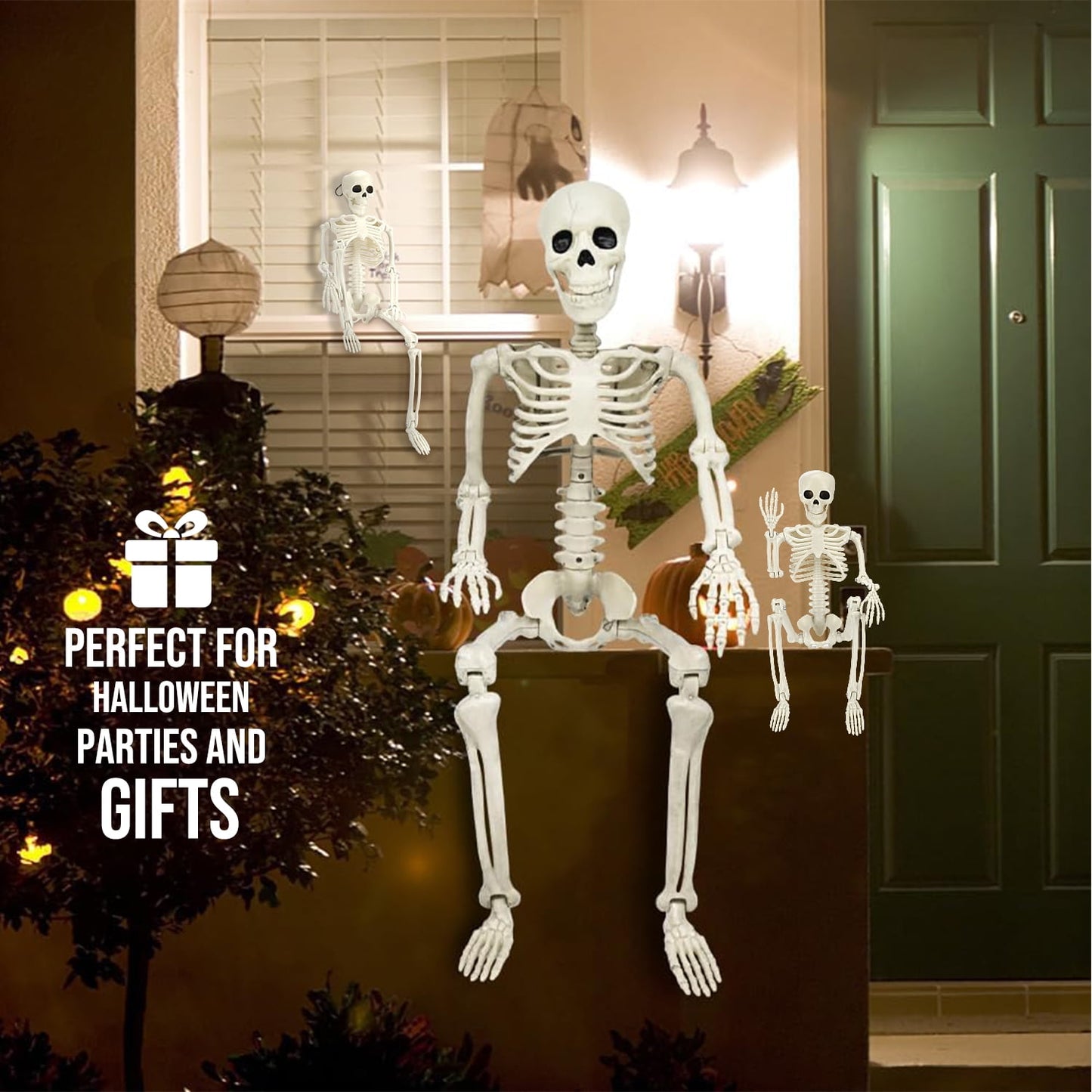 Ayieyill 2pcs Skeleton and Dog Skeleton Halloween Decorations Posable Skeletons Halloween Decorations Indoor Outdoor