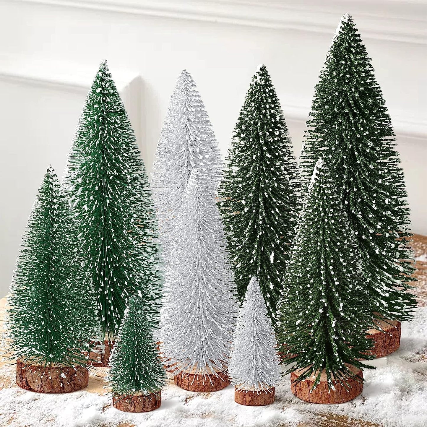 Ayieyill 9Pcs Mini Christmas Trees Christmas Decor Artificial Christmas Decorations with 4 Sizes