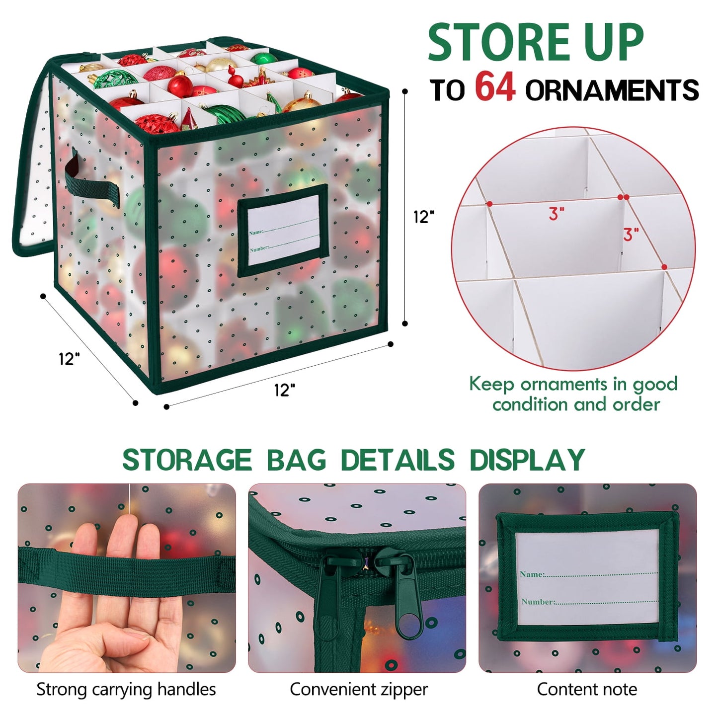 Ayieyill Christmas Ornament Storage Chest, Ornament Storage Box Ornament Organizer