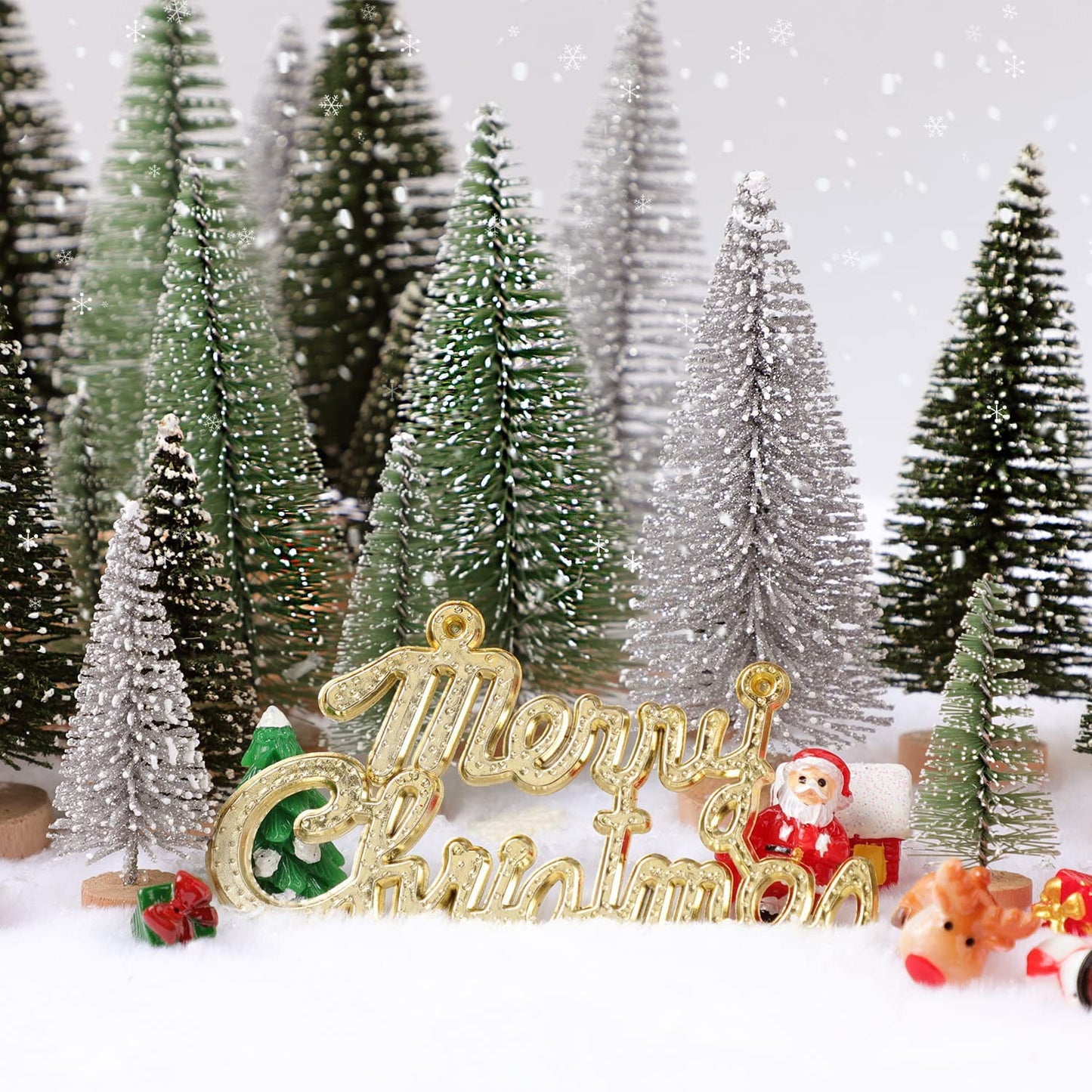 Ayieyill 30Pcs Mini Christmas Trees - Artificial Christmas Trees Bottle Brush Trees with 5 Sizes