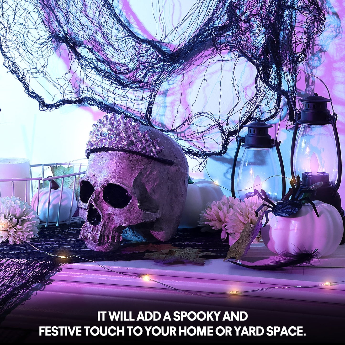 Ayieyill Halloween Skull Decorations Indoor Skull Decor Halloween Figurines Skull with Crown