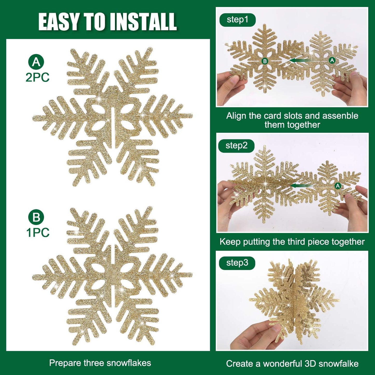 Ayieyill 8 Pcs Snowflake Decorations, Snowflake Christmas Decoration Indoor, Winter 3D Snowflake Christmas Tabletop Decor