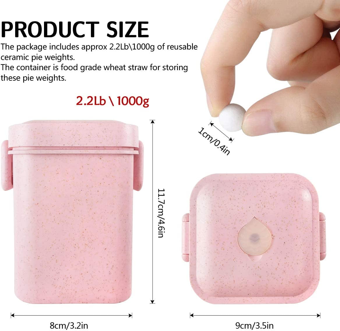 Ayieyill 2.2Lb Ceramic Pie Weights, Reusable 10mm Bake Pastry Baking Beans Cake Pie Crust Weights