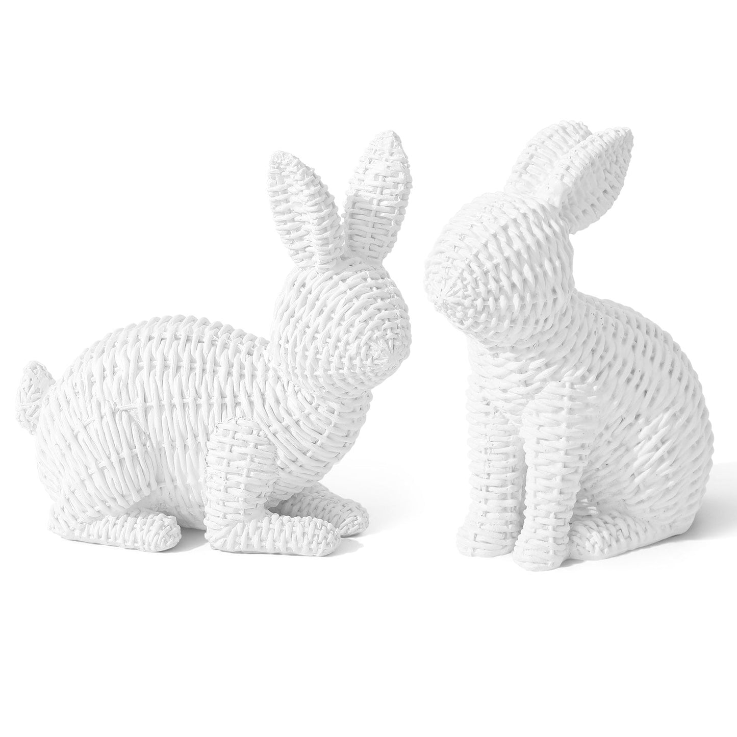 Ayieyill 2 Pcs Easter Rabbit Decor, Easter Rattan Bunny Resin Ornaments for Home Courtyard Tabletop to Enhance The Easter Atmosphere