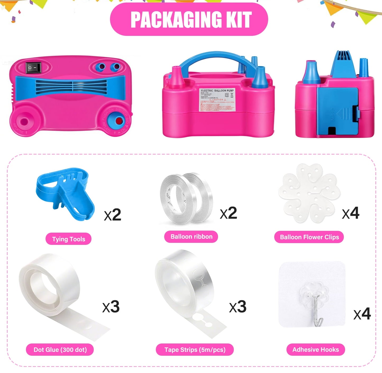 Ayieyill Balloon Pump Electric, Portable Dual Nozzle Electric Balloon Blower Machine, Balloon Inflator Air Pump for Party Decorations