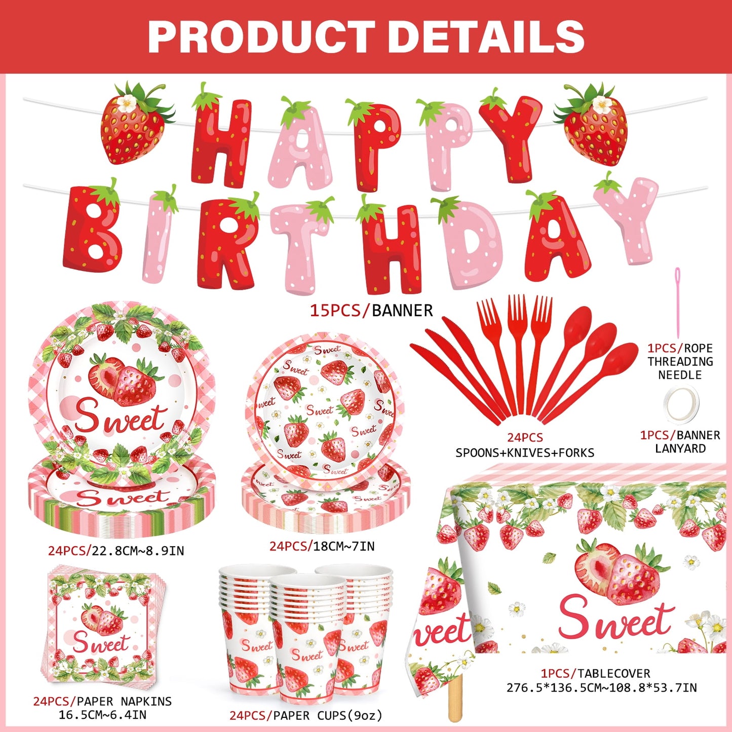 Ayieyill 170Pcs Happy Birthday Decorations Kit, Birthday Party Supplies Set for 24 Guests, Includes Plates and Cups and Napkins Straws Sets