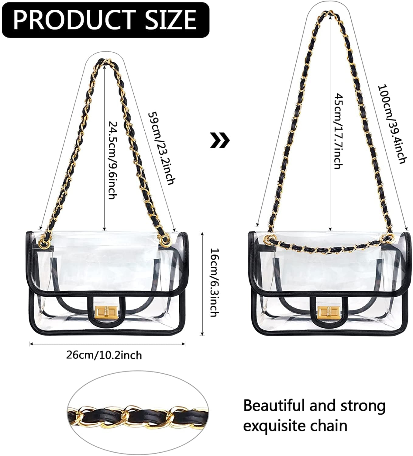 Ayieyill Clear Purses for Women Stadium Approved Crossbody, Clear Purse Handbags