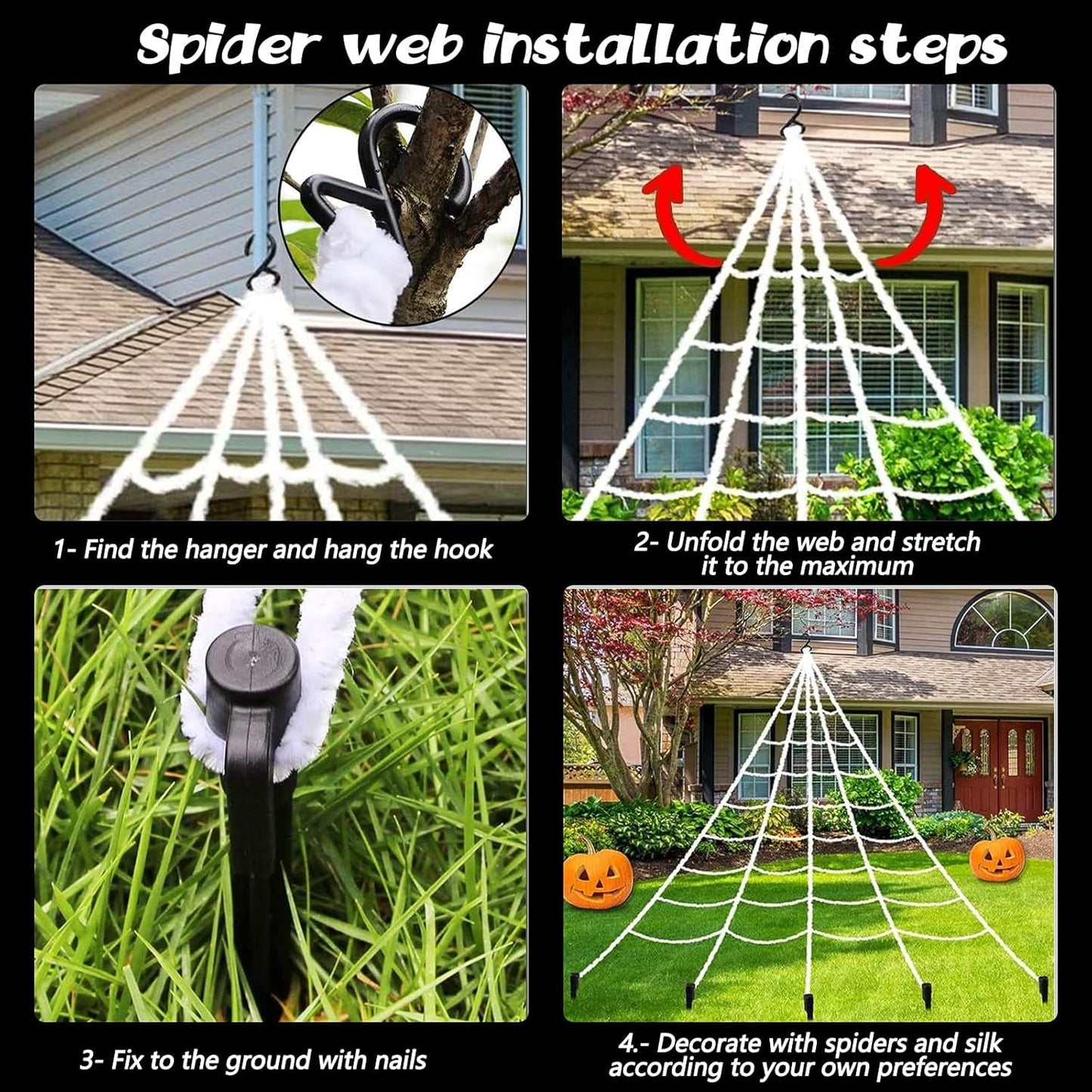 Ayieyill 200" Giant Spider Web with 49" Giant Spider Halloween Decorations Outdoor Indoor Scary Halloween Decor