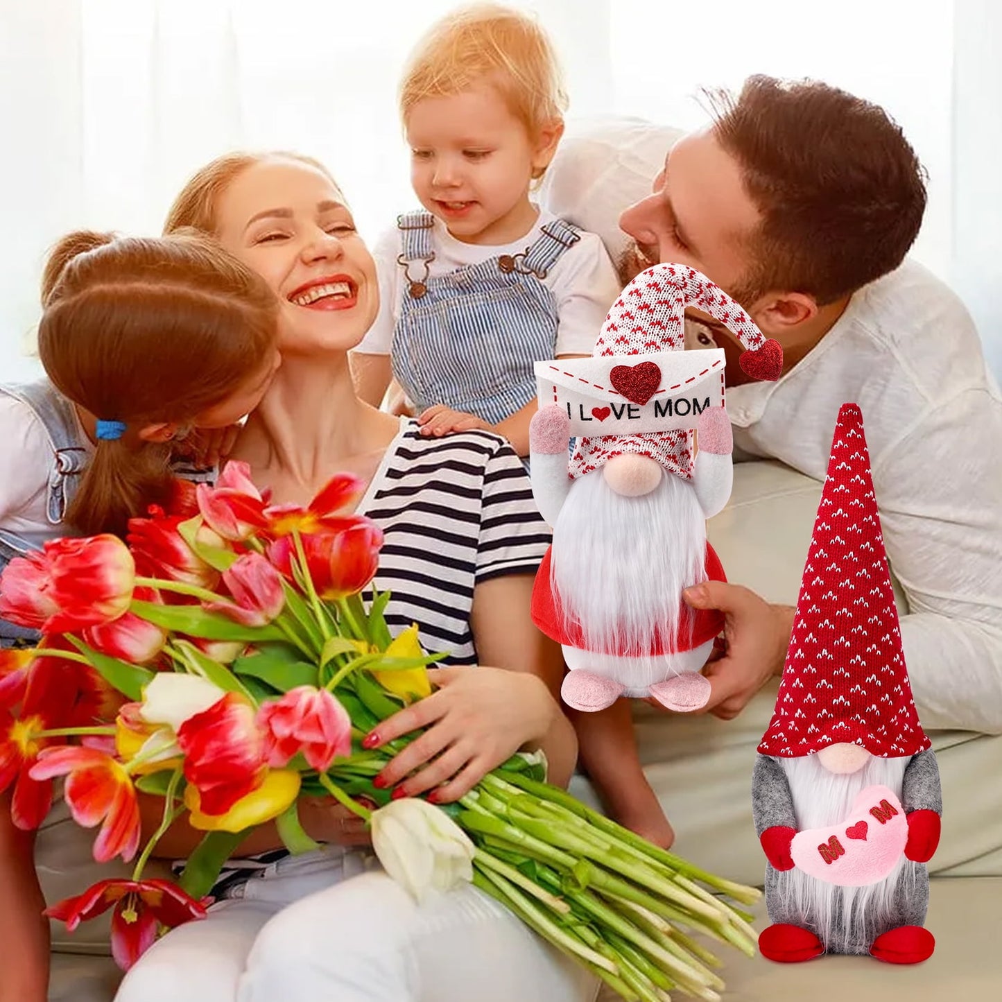 Ayieyill 2Pcs Mother's Day Decorations Gnomes Plush Decor Mothers Day Gifts, Handmade Envelope