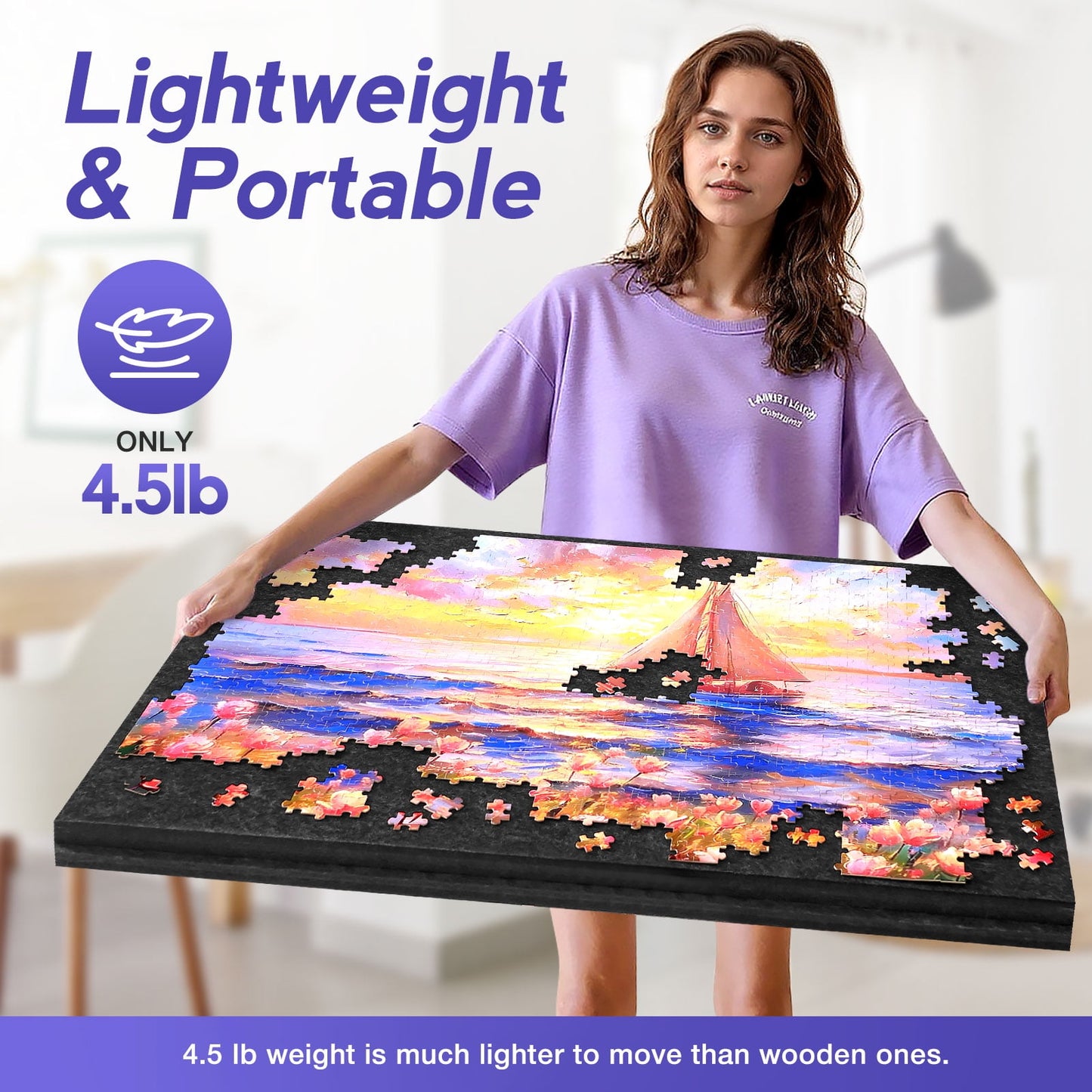 Ayieyill 1000 Piece Rotating Puzzle Board with Drawers and Cover,21"x31"Portable Felt Jigsaw Puzzle Table for Adults Portable,Lazy Susan Spinning Puzzle Boards Birthday Gift for Mom