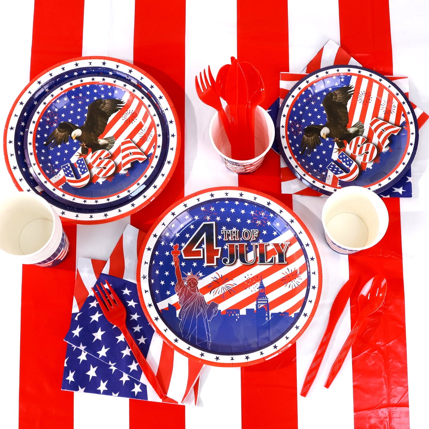 Ayieyill 170Pcs 4th of July Decorations Party Supplies, Fourth of July Decorations, Independence Day Party Serves 24