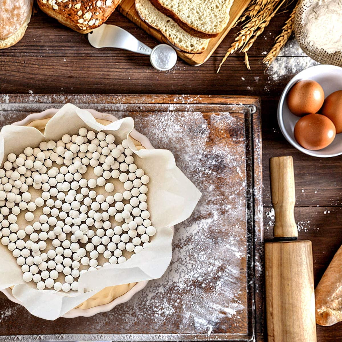 Ayieyill 2.2Lb Ceramic Pie Weights, Reusable 10mm Bake Pastry Baking Beans Cake Pie Crust Weights