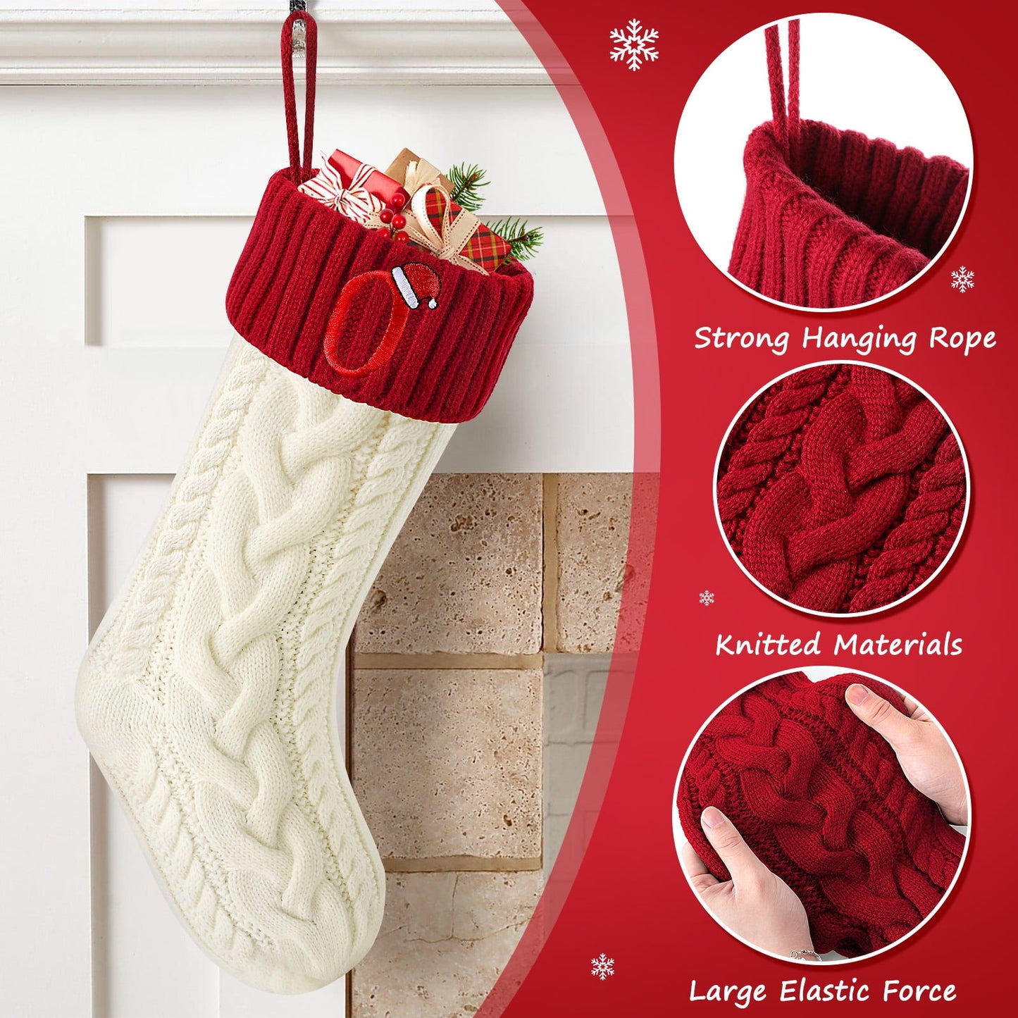 Ayieyill Christmas Stockings with Letters, Super Soft Monogram Christmas Stockings Xmas Gift | 20 Inches