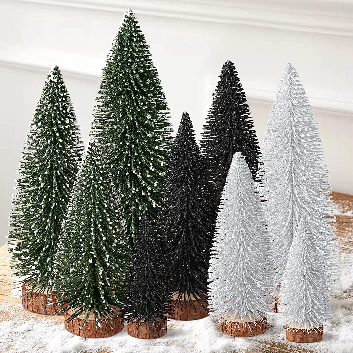 Ayieyill 9Pcs Mini Christmas Trees Christmas Decor Artificial Christmas Decorations with 4 Sizes