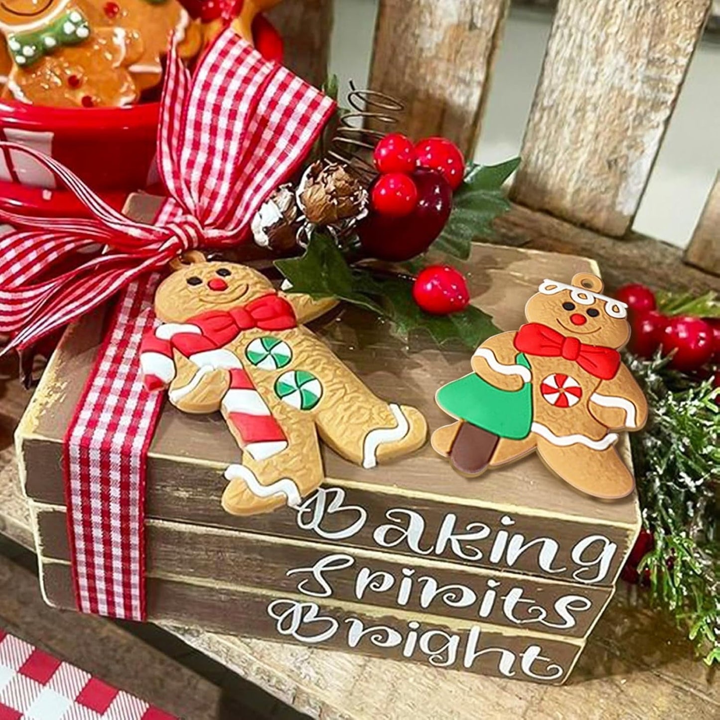 Ayieyill 14pcs Gingerbread Christmas Ornaments Gingerbread Christmas Tree Decorations Holiday Decor