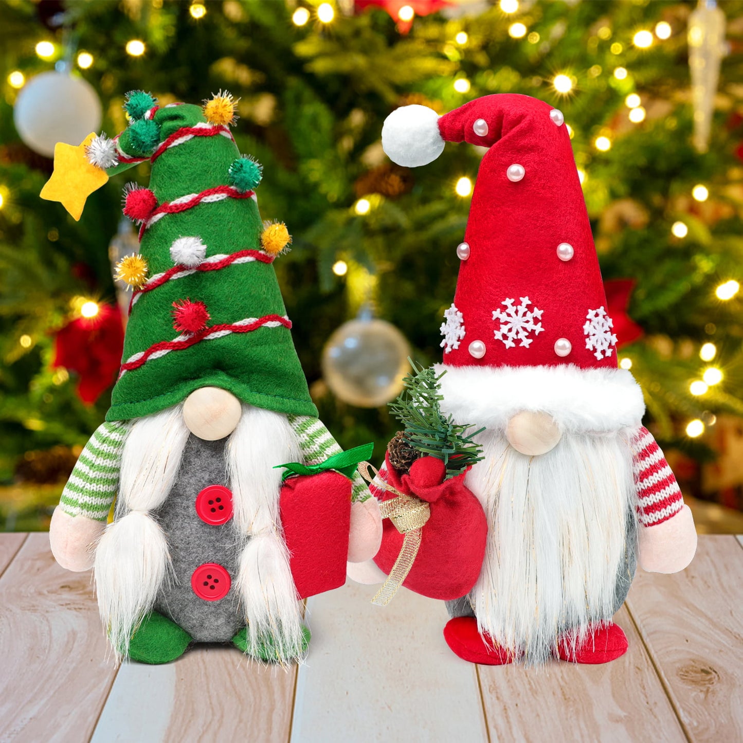 Ayieyill 2pc Christmas Gnomes Plush Decorations - Christmas Ornaments - Swedish Tomte Handmade Gnome Gift, Holiday Home Decor 12.2 inch