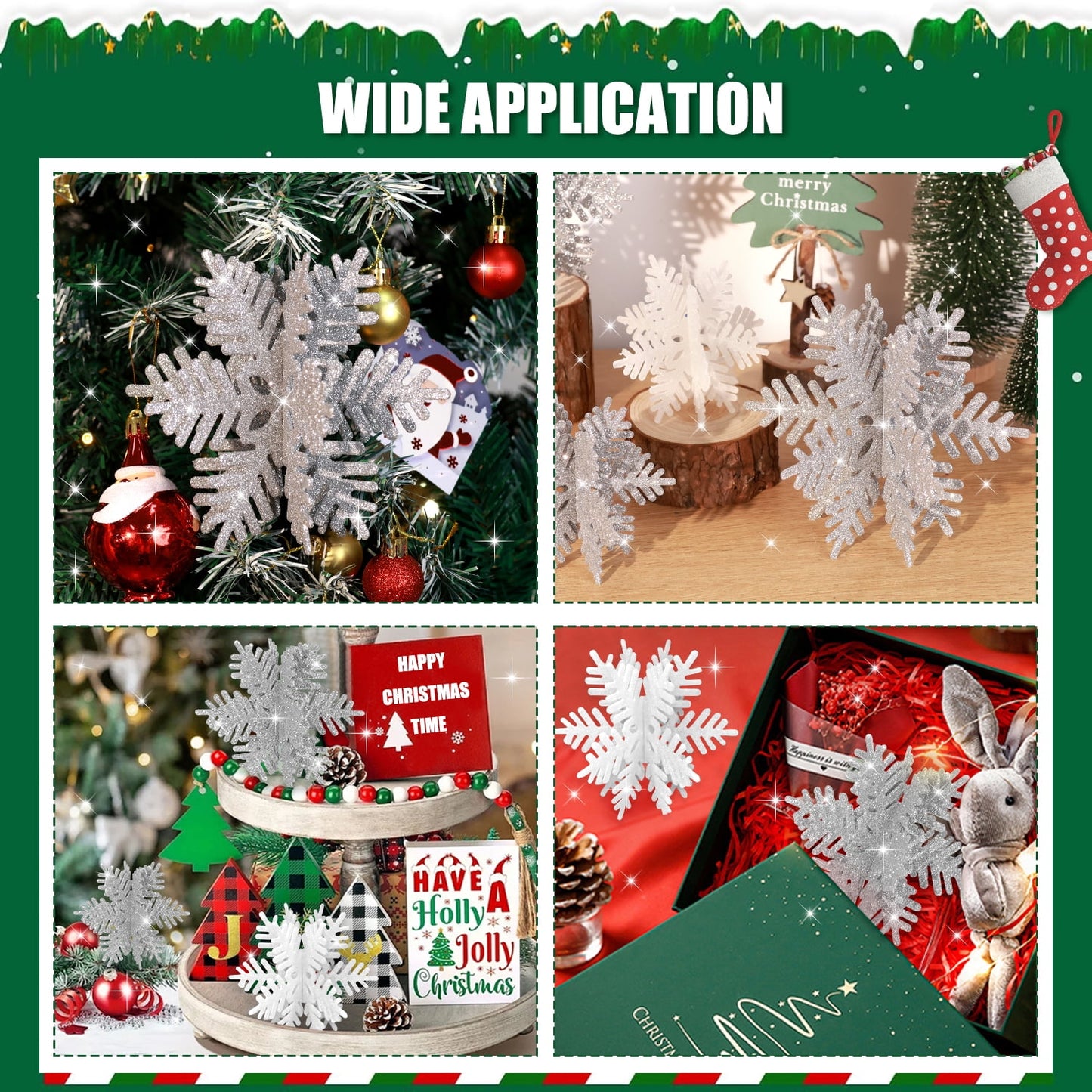 Ayieyill 8 Pcs Snowflake Decorations, Snowflake Christmas Decoration Indoor, Winter 3D Snowflake Christmas Tabletop Decor