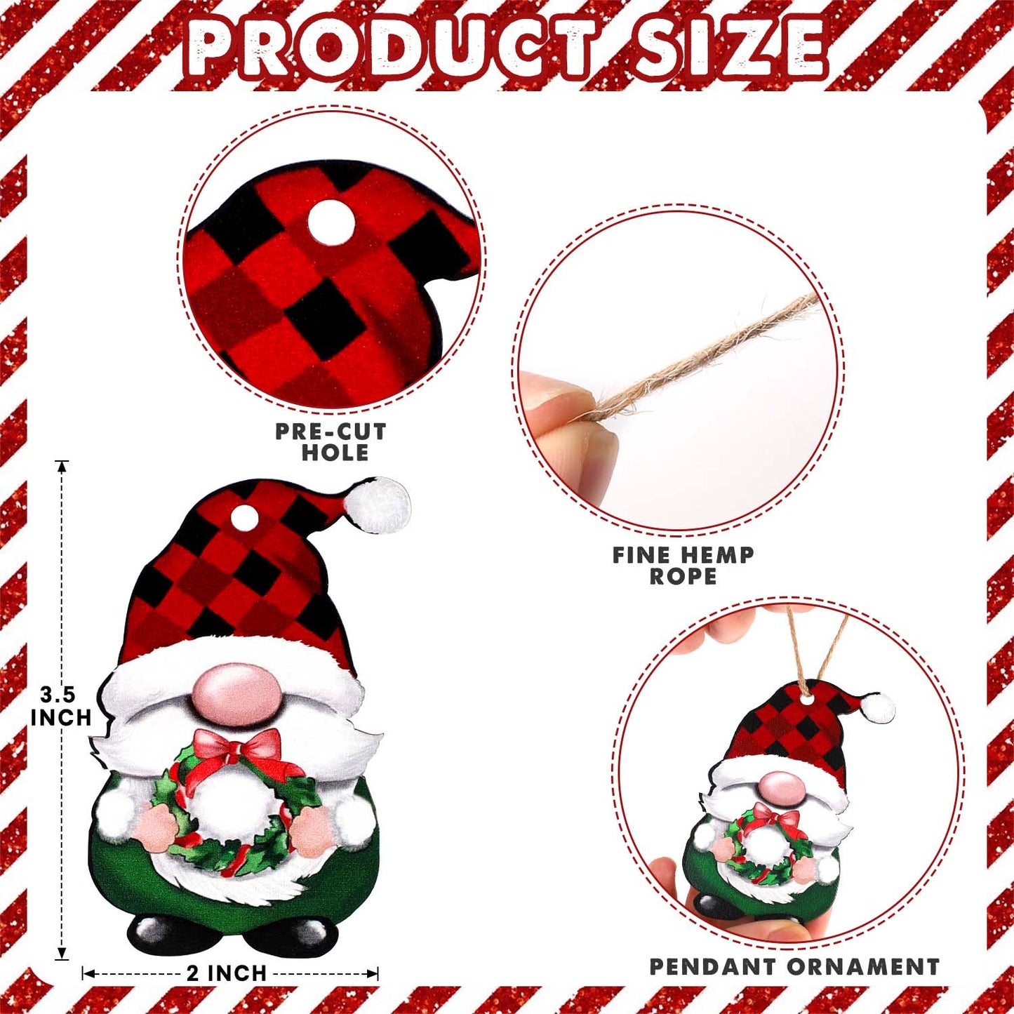 Ayieyill 24 Pieces Christmas Wooden Ornaments, Christmas Tree Ornaments Wood Hanging Decor