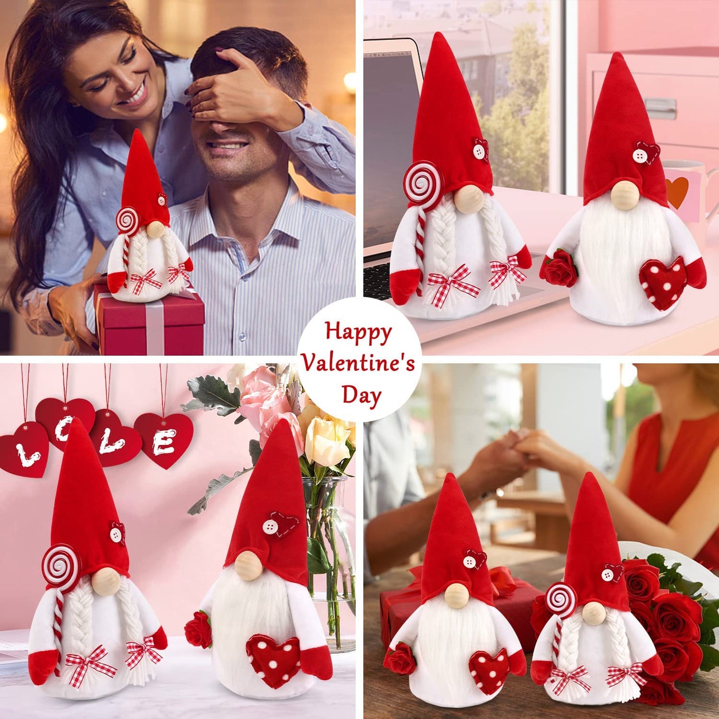 Ayieyill 2pcs Valentines Day Gnome Plush Decorations Swedish Tomte Gnomes