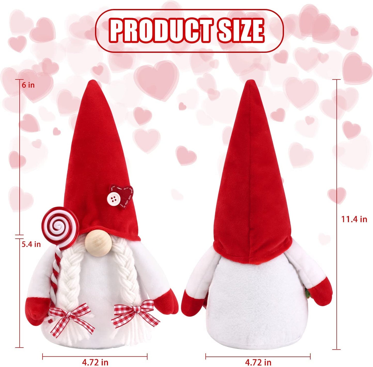 Ayieyill 2pcs Valentines Day Gnome Plush Decorations Swedish Tomte Gnomes