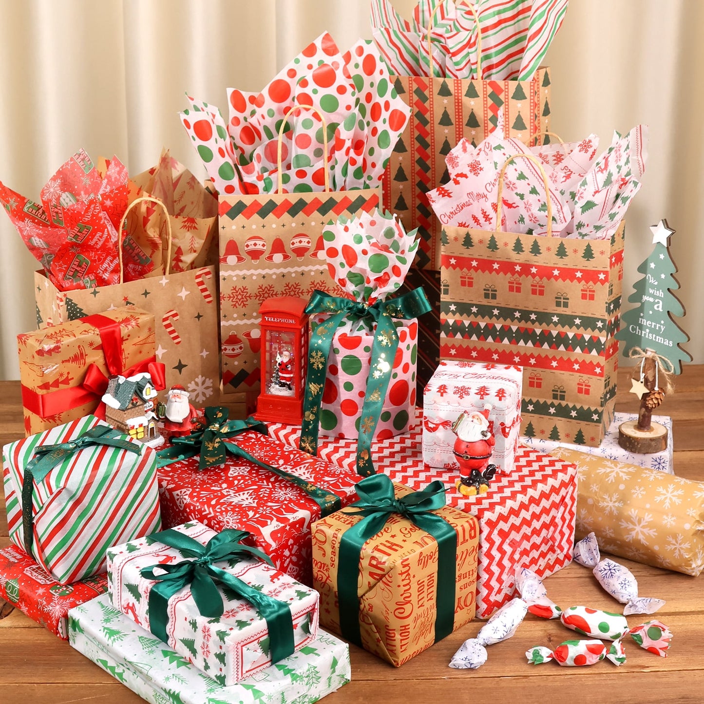 Ayieyill 70pcs Christmas Tissue Paper Sheets Christmas Wrapping Paper Xmas Tissue Paper for Gift Bags Gift Wrap