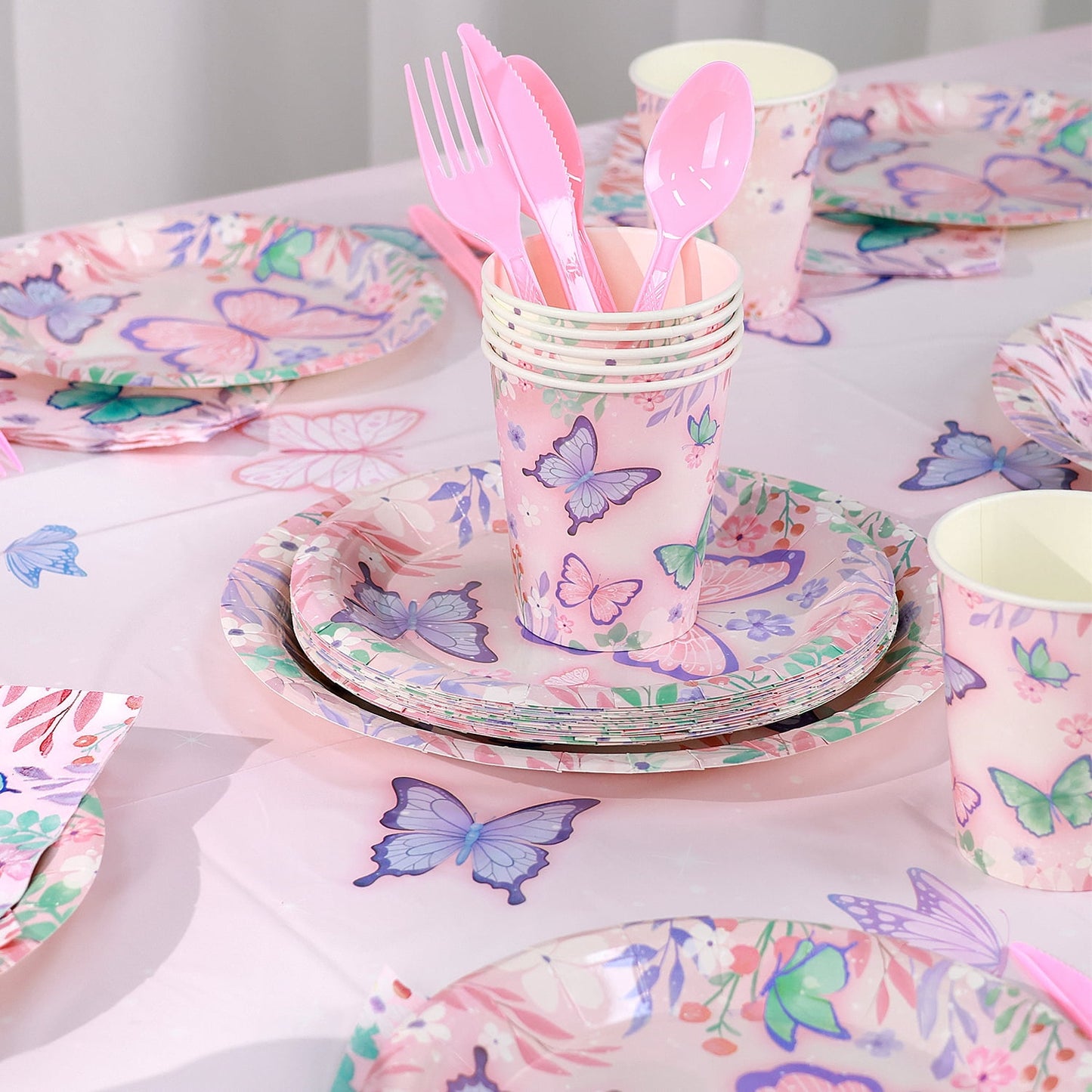 Ayieyill 170Pcs Happy Birthday Decorations Kit, Birthday Party Supplies Set for 24 Guests, Includes Plates and Cups and Napkins Straws Sets